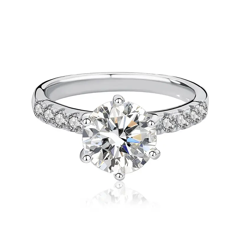 【#179】Classic Six-Claw 2CT Moissanite Ring In 925 Sterling Silver