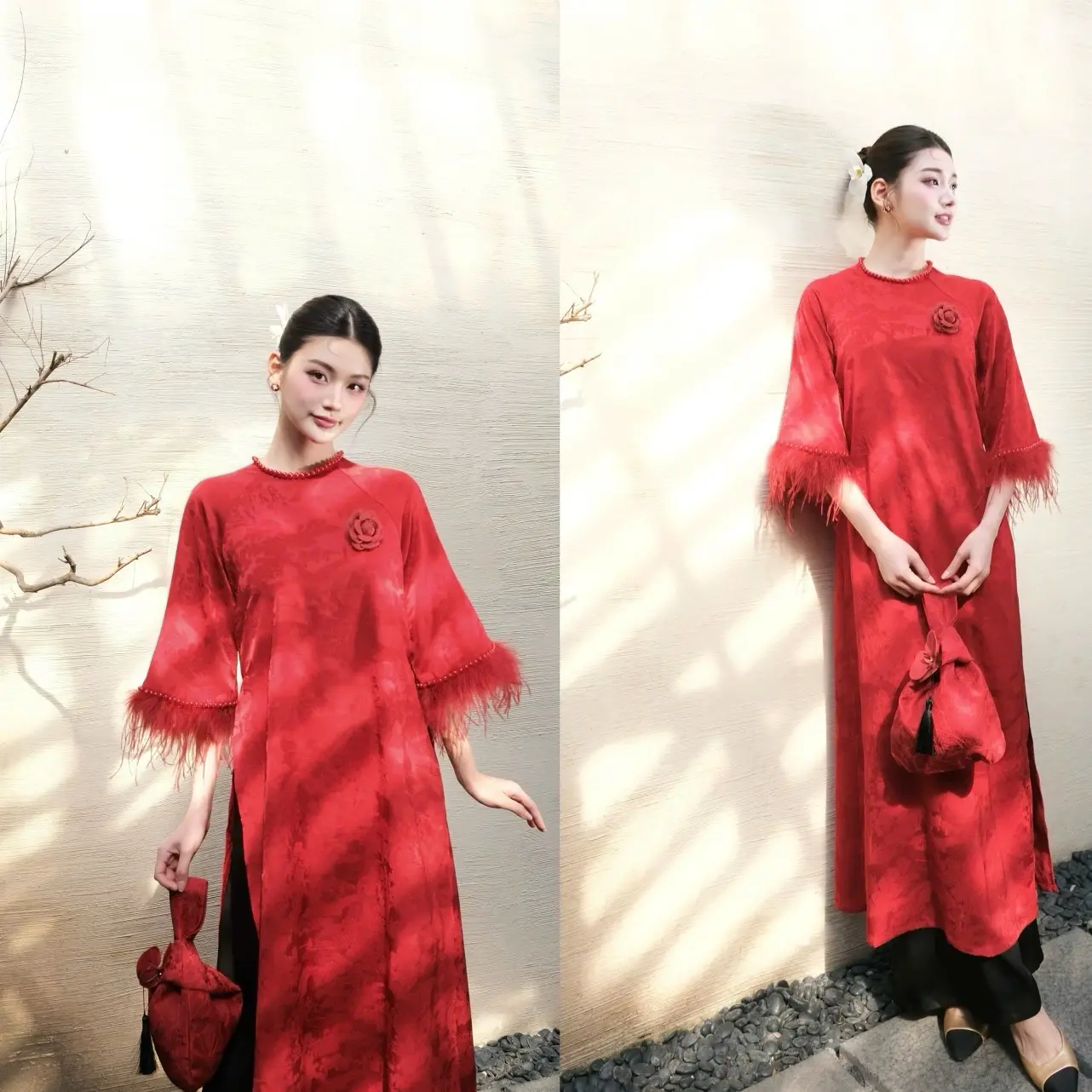 Áo dài tết thiết kế cho nữ - Hàng chất lượng cao - Dress, Women Đỏ