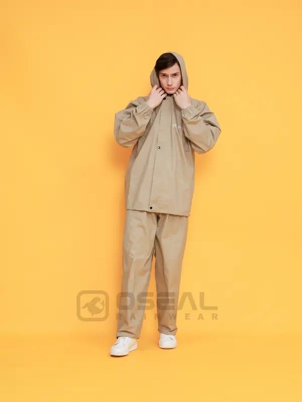 Jas Hujan OSEAL Full Seal Raincoat Mantel Pria Wanita Dewasa Aura Series Cream 3