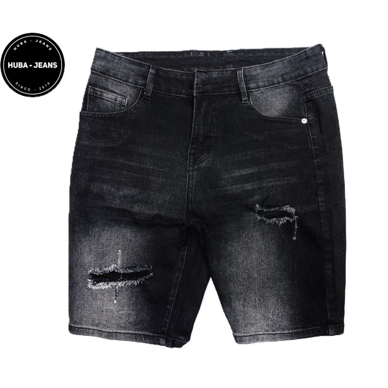  Quần short HUBA-JEANS fom slim gam màu ĐEN quần bò ngắn vải Jean form slim vừa người dễ phối đồ phong cách cá tính - Menswear Nam Pants Có Túi Kem quần vladak quầnbiker mikenco quanjeans  namsale Denim slimfit jeans 
