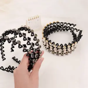 BISA COD F5820 Aksesoris Rambut Wanita Gaya Korea / Bando Fashion Kristal Mutiara Hiasan Manik Headbands