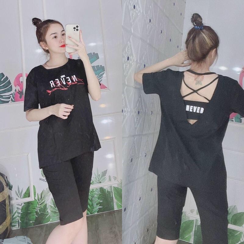 02 .Đồ bộ quần Ngố phối  dây Thun Cotton Nữ Áo Women Top 3
