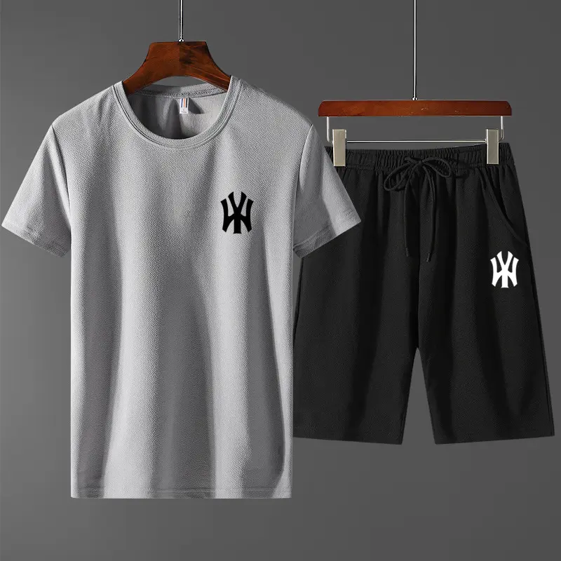Bộ Đồ Thường Ngày Cho Nam, Bộ Đồ Thể Thao Mới Mùa Hè 2020, Màu Trơn In Hình NY, Áo Phông Và Quần Đùi Nam, Bộ Đồ Hai Mảnh, Quần Áo Thể Thao, Dáng Rộng Vừa Vặn 2
