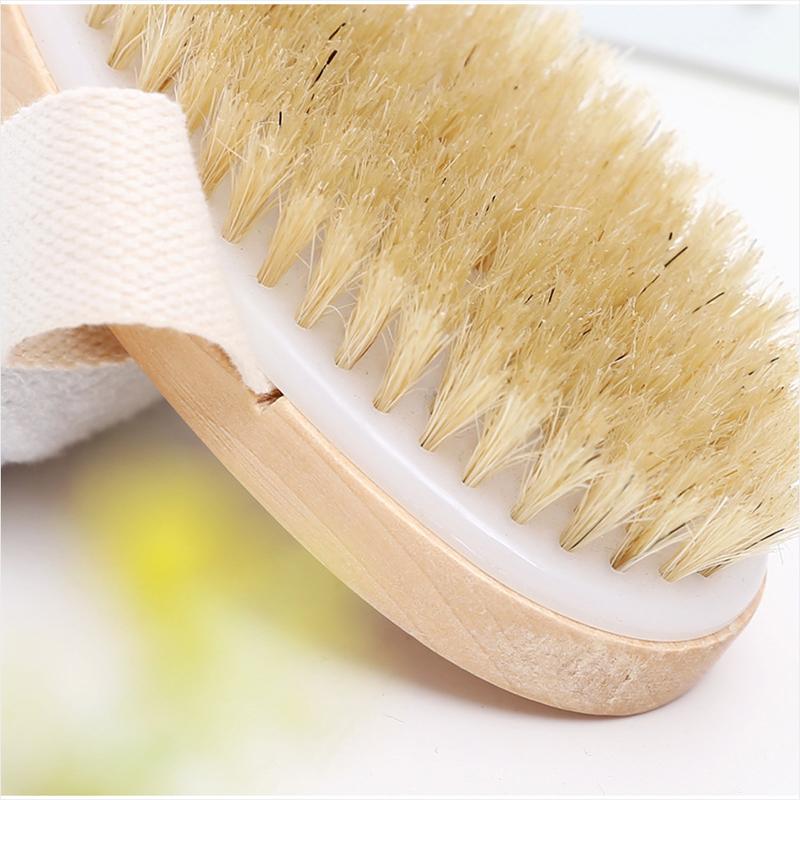Product Introduction of 1pcs Exfoliating Wooden Body Massage Shower Brush Natural Bristle Bath Brush Soft SPA Woman Man Skin Care Wet Dry Body Brush Accessory Light Smooth Hand Personal 24