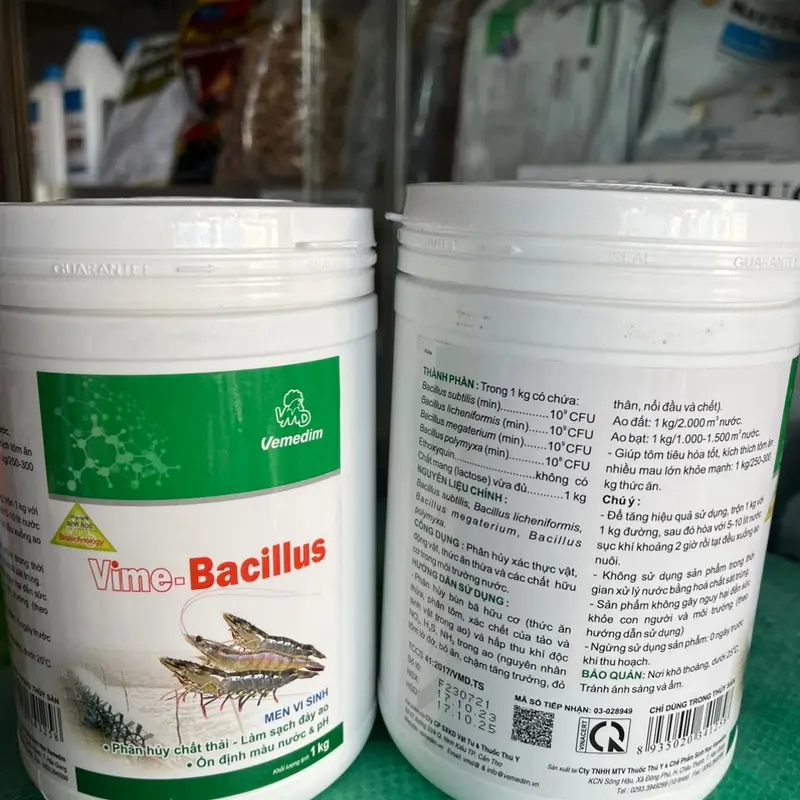 Bacillus men xử lí đáy ao, ổn định pH, phân huỷ đáy ao lon 1kg 2