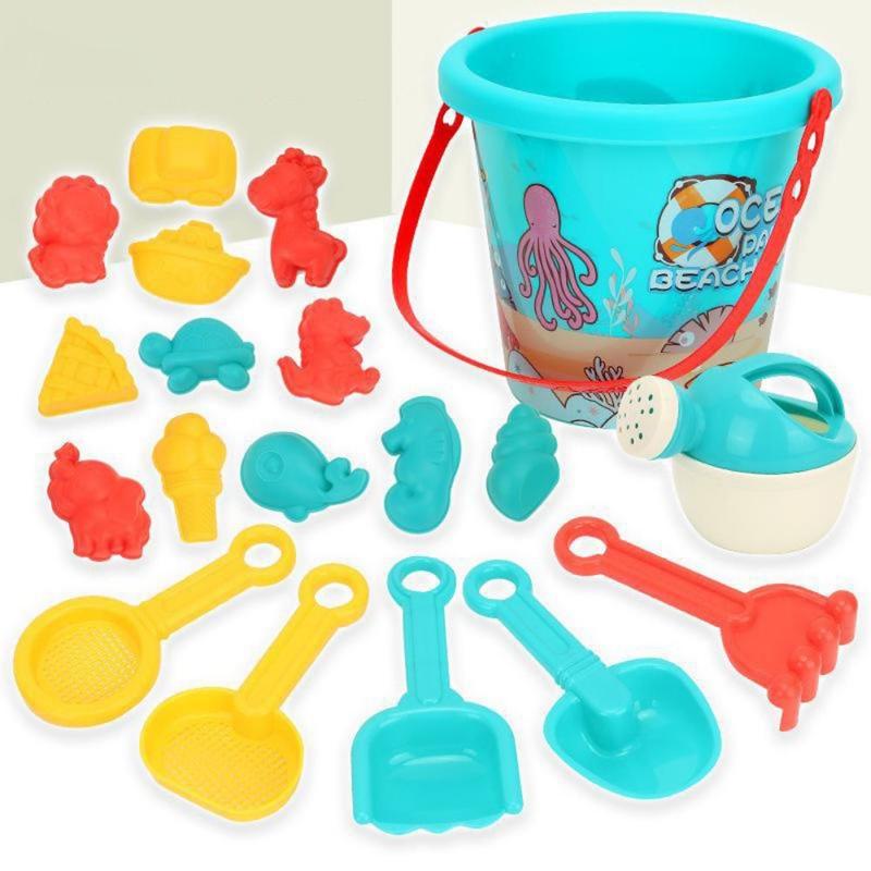 Product Introduction of Creative Multicolor Beach Toys Set Sand Mold Watering Kettle Sand Toy Bucket Shovel Outdoor Game Digging Sand Kit Gift 15
