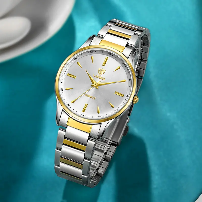 Jam Tangan Analog Pasangan Silver Gold 7