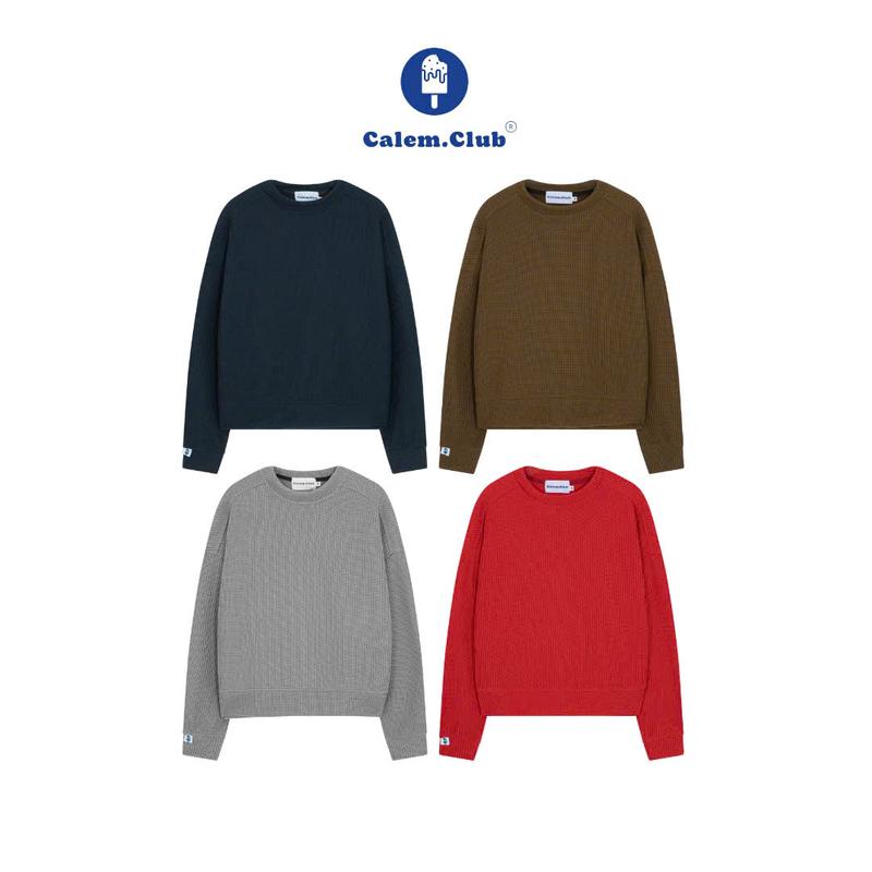 Calem Club- Áo Len tay dài Trơn Korea Style form Boxy unisex nam nữ áo len mùa đông nữ cổ tròn Xmas
