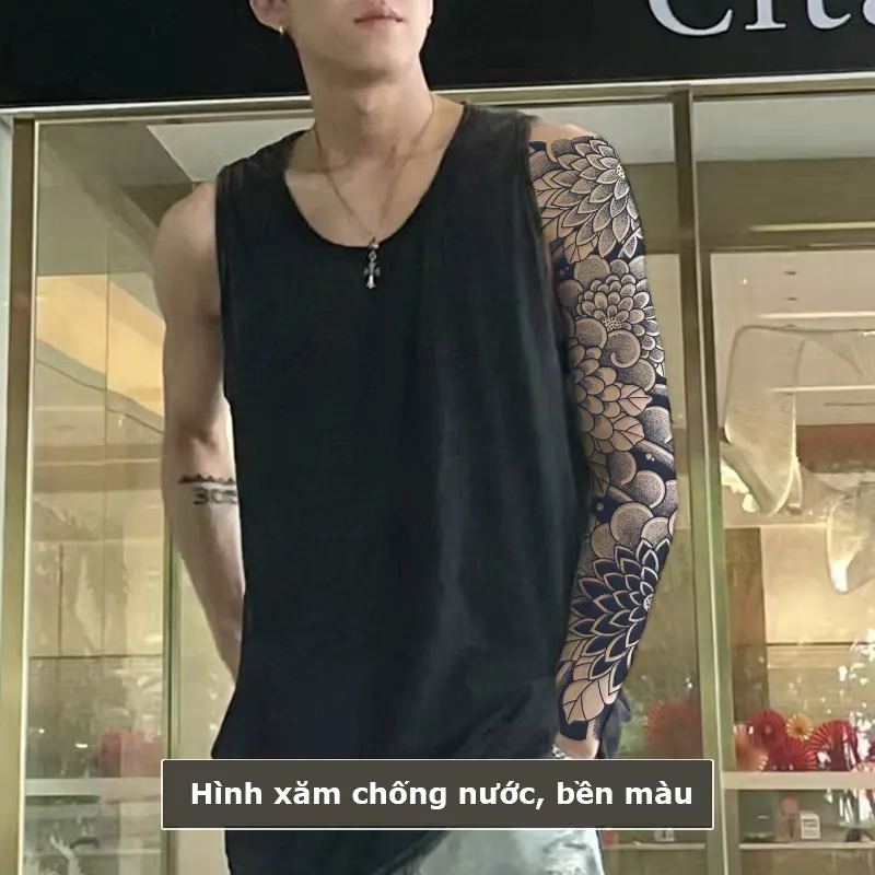 Hình xăm 15 ngày full tay chống nước QB-011, miếng dán hình xăm thảo dược bền màu 3