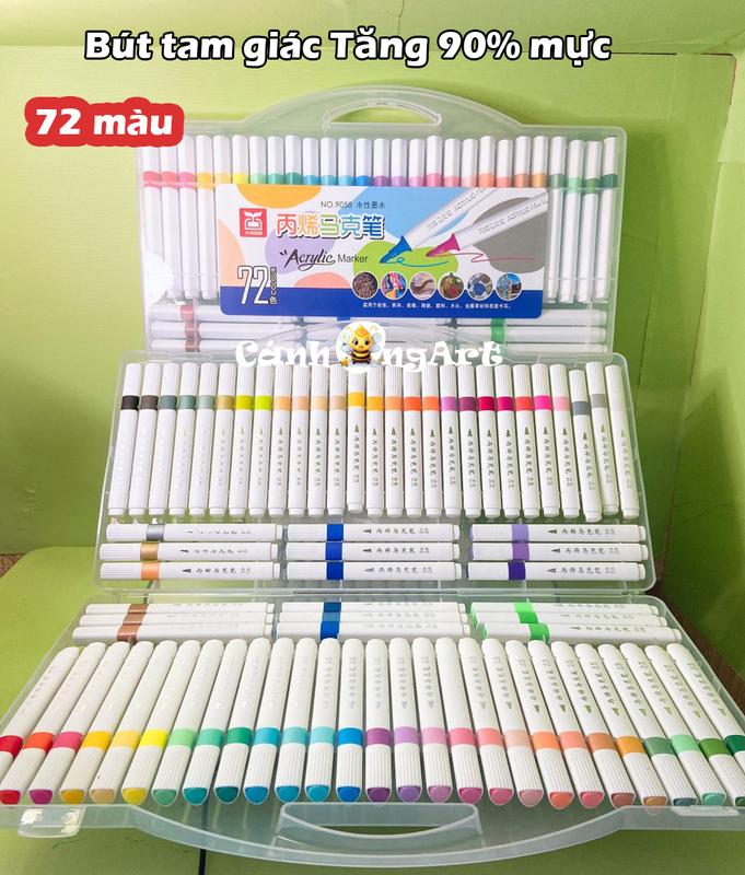   Bút tam giác Tăng 90% mực 72 màu hết tranh tặng túi mù Bút Acrylic Marker thiết kế tam giác tô vẽ trên mọi vật liệu chồng màu tốt không thấm mặt sau bút bộ  12 bomau gốc arrtx markers 