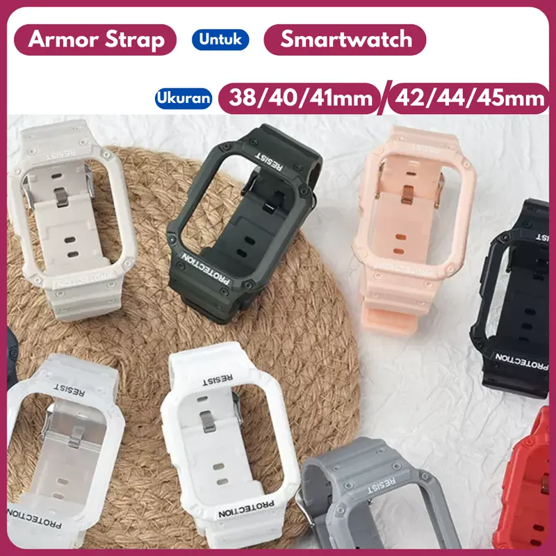 Armour Model Strap untuk A watch series 1 2 3 4 5 6 7 8 T500 T55 HW Series IWO Series T55 plus T500 Plus Pro 1