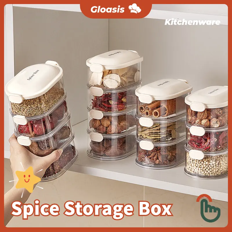 Spice Storage Box, 3pcs Set, Food-Grade Airtight Containers with Transparent Lids, Moisture-Proof, Keeps Spices Fresh and Organized, Durable Design, Suitable for Home Cooks, Kitchenware for Home Use Utensils Stackable