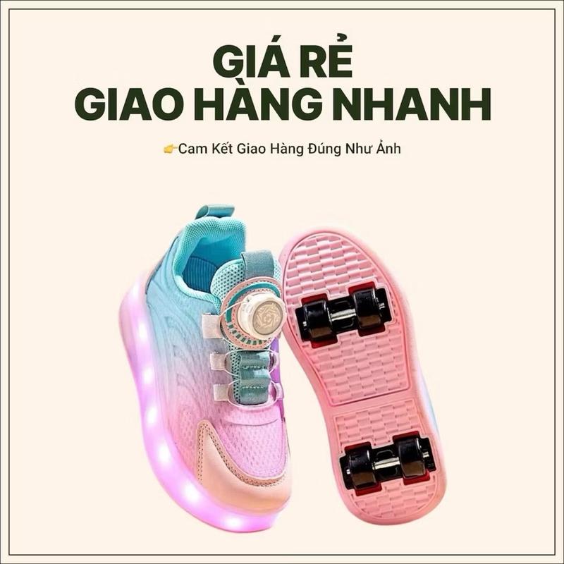 Giày Trượt Patin Có Đèn Led, Bánh Xe Đôi Vô Hình Cho Bé Trai Bé Gái Giày Patin W