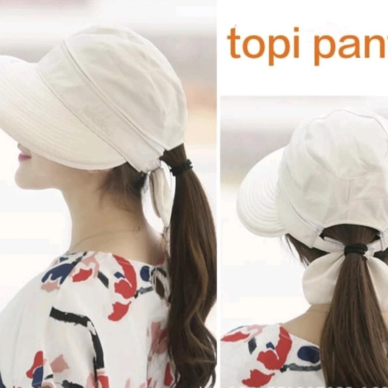 topi pantai wanita lebar tutup kepala bisa di lepas varian 6 warna- import 5