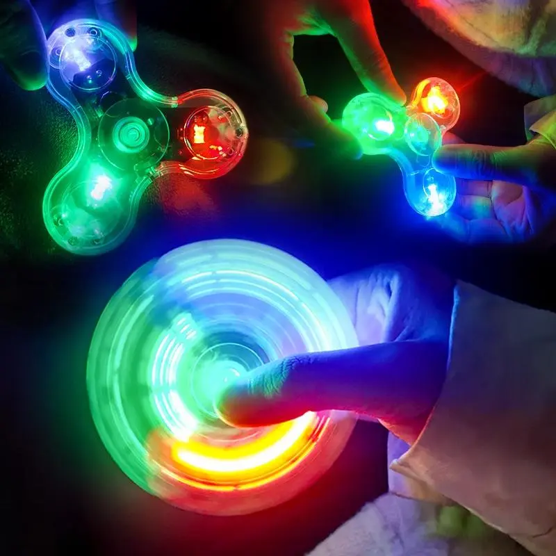 LED Colorful Gyro Fingertip Toy Spinner Relieving Anxiety Decompression ...