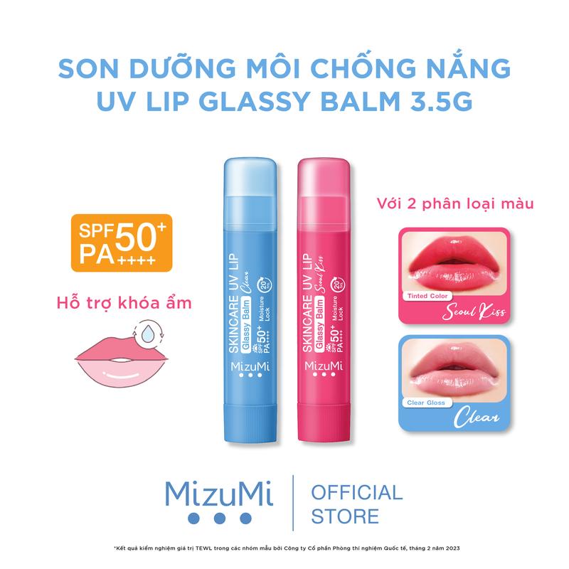 Son Dưỡng Môi Chống Nắng MizuMi Skincare UV Lip Glassy Balm Clear/Seoul Kiss 3.5g