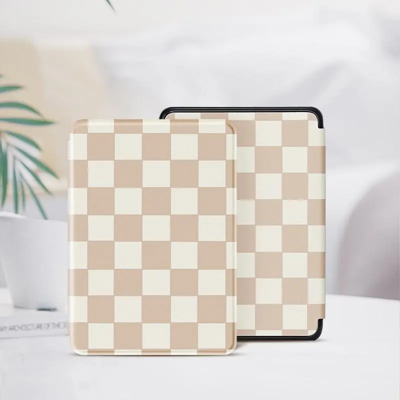 Checkerboard & Dog Pattern Tablet Case, Shockproof Protective Cover, Durable Hard Shell Tablet Protector Cover for Kindle Paperwhite