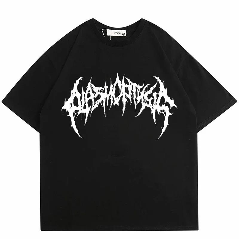Men Tshirts Graphic Streetwear Hip Hop Goth Summer Y2K Print Harajuku Short Sleeve Cotton Tops Tees Oversized T-Shirt Clothing 3