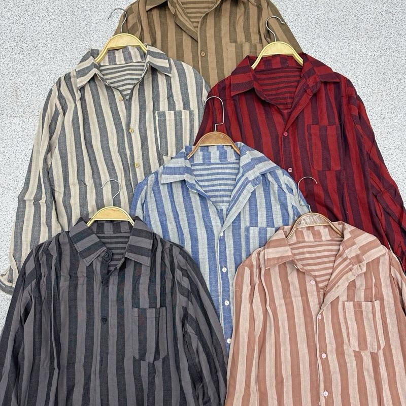 Áo Sơ Mi Cotton Kẻ To 2 Mặt,Mặt Trong Kẻ Nhỏ Freesz Dưới 62kg 3