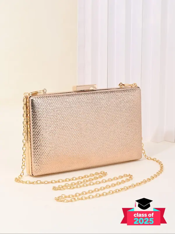 Women's Elegant Glitter Evening Bag, Exquisite Trendy Clutch Purse with Detachable Chain Strap, Fashionable Bag for Party Decoration 0