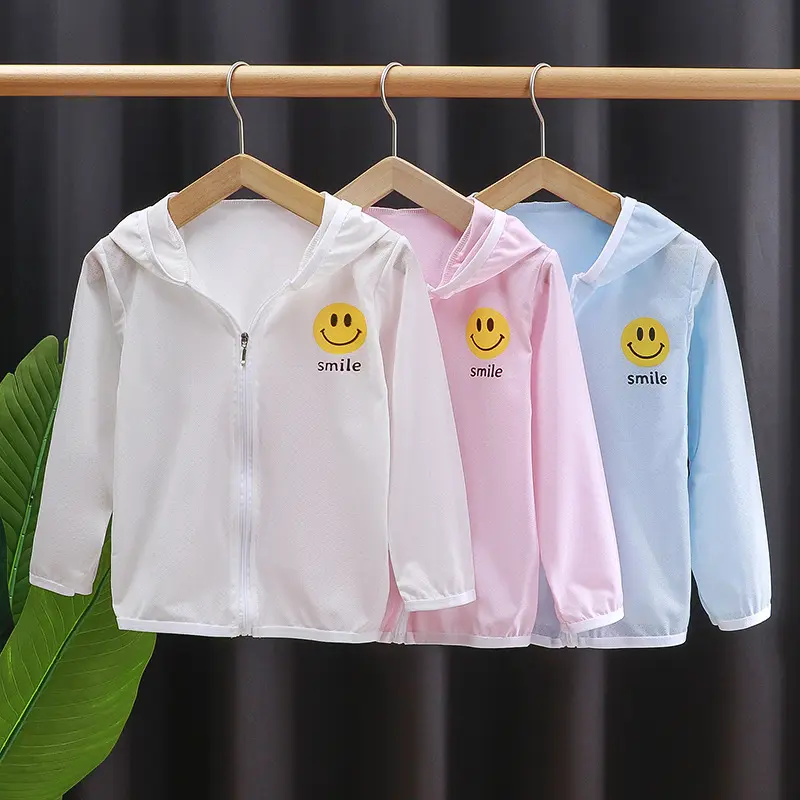 Children's Sun Protection Jacket Thin Breathable Ice Silk Cool Boys and Girls Casual Summer Hooded Outdoor Baby Sun Protection