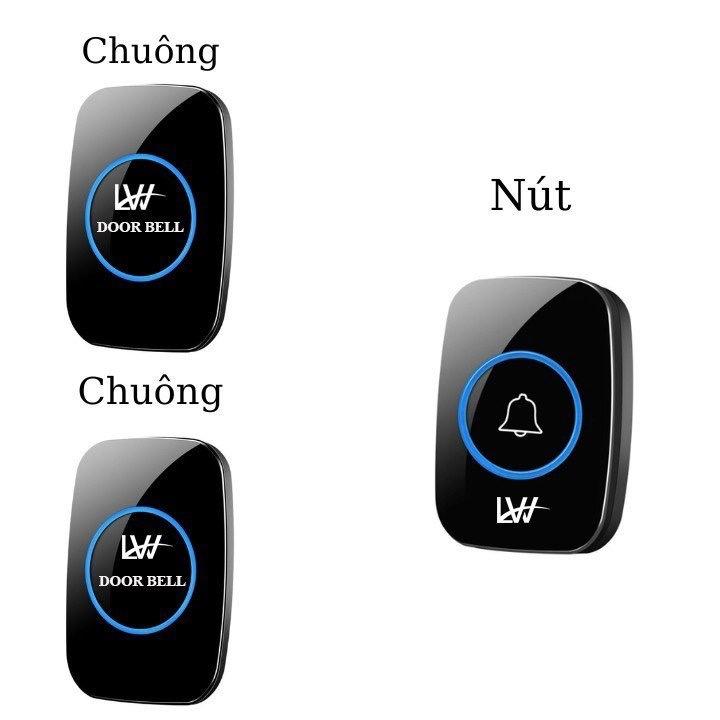Bộ chuông cửa không dây Cacazi A10 Đen - Phân loại 2 chuông 1 nút chống nước tốt