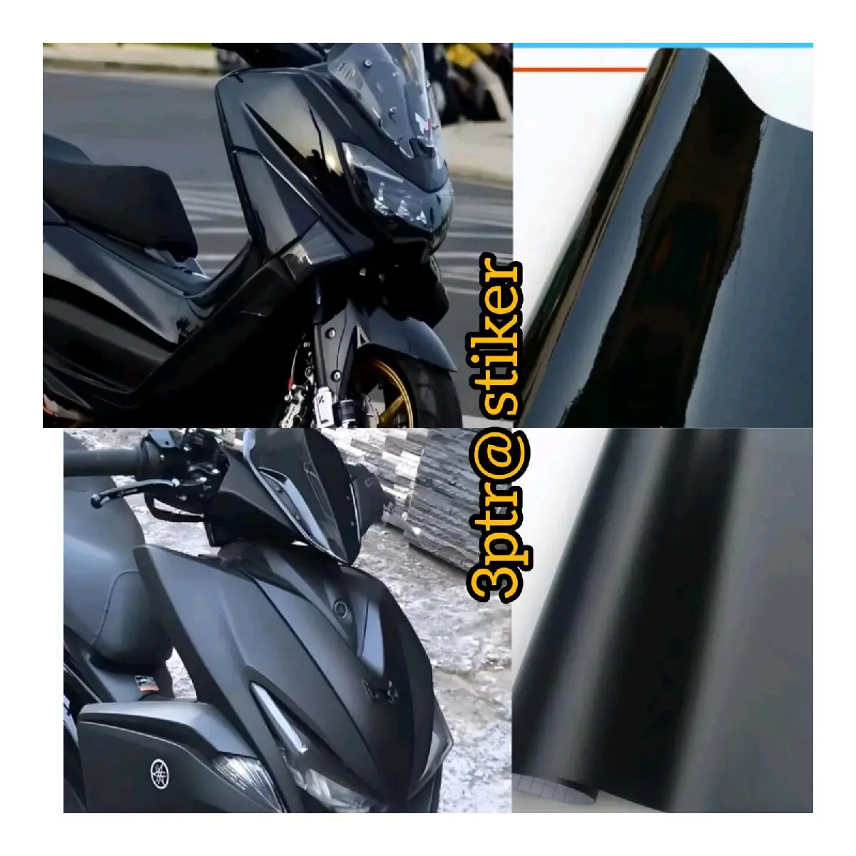 skotlet motor hitam doff, hitam glosy,  hitam transparan