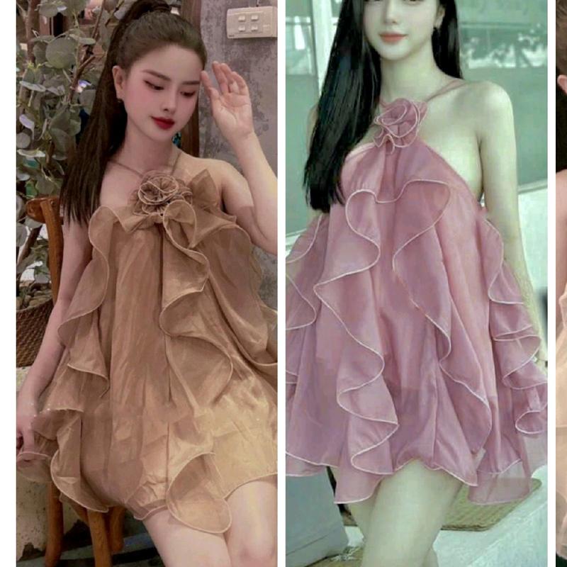  2M277 Đầm Baby Doll Nữ Cổ Yếm Trẻ Trung  kèm quần short  Voan Women set babydoll set  daxinh 