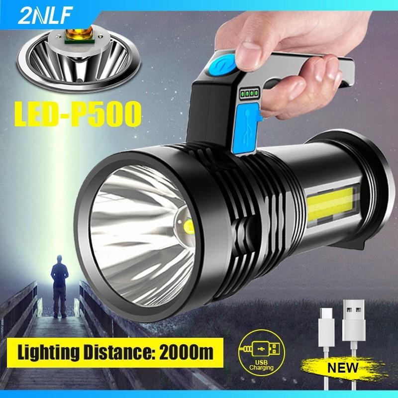Senter Gagang LED Portable Super Terang / Senter COB 45W Cas USB Tahan ...