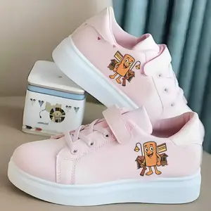 Sepatu Anak Sekolah Laki-laki & Perempuan Karakter TUNGTUNG SAHUR Simple & Lucu Usia 3-8 Tahun Warna Hitam Pink Putih Ukuran 26-35