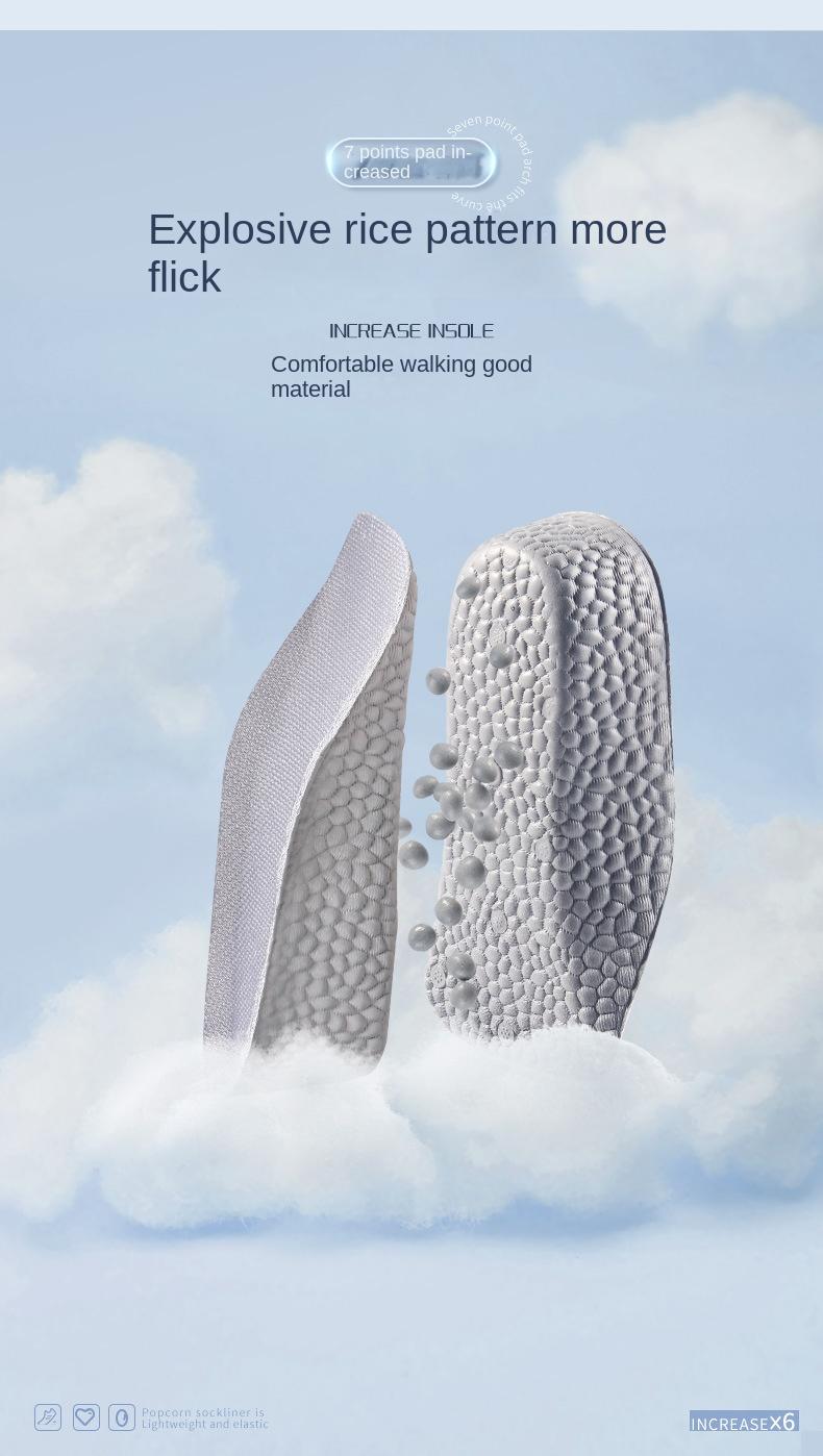 Product Introduction of Arch Support Height Increasing Insole Suitable for Men and Women Ergonomic Not Tired Feet Invisible Height Increasing Insole Cropped Heightening Insole Not Collapse Half Insole Popcorn Footwear Shoes 5