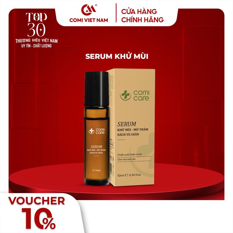 Serum Hỗ Trợ Khử Mùi Thâm Nách Và Chân CoMi (Lọ 10ml). Hỗ Trợ Dưỡng Trắng Vùng Dưới Cánh Tay, Khủ Mùi Hôi, Nam Nữ. Son Nách