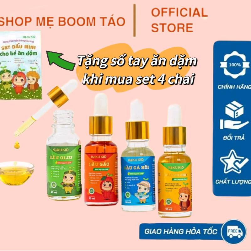 Dầu ăn dặm Hakukid dạng ống bóp set 4 chai 20ml