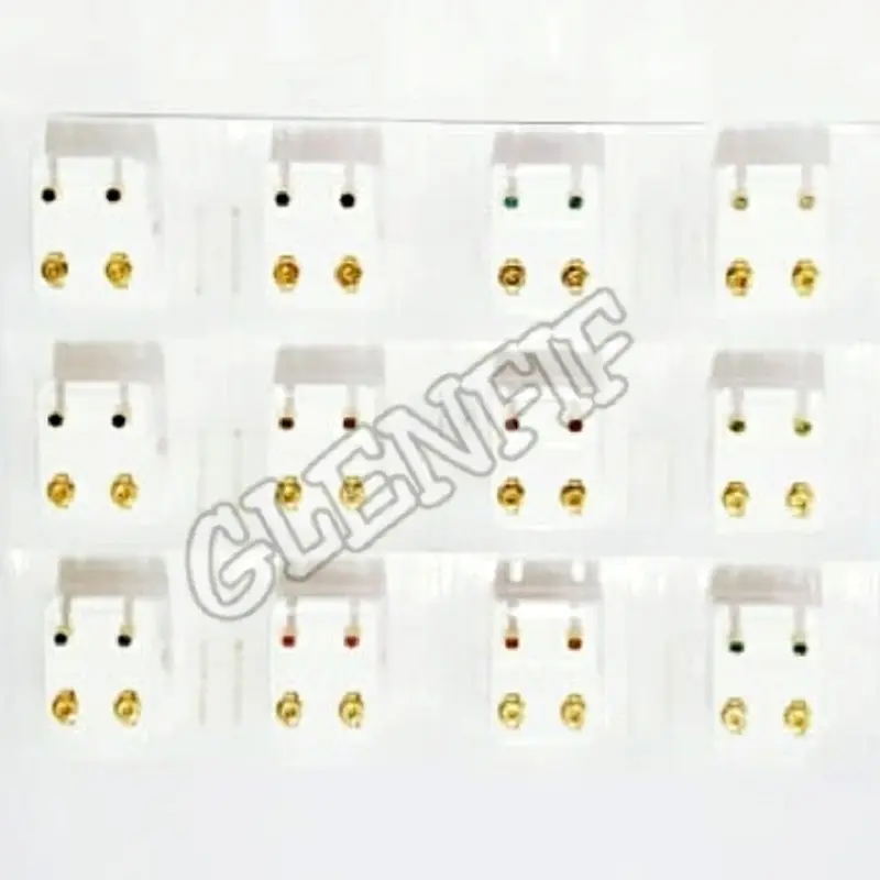 GLENFIF Anting Tindik Telinga Anak Dewasa STUDEX USA Permata 12 Warna size Medium Gold Lusinan BISA COD