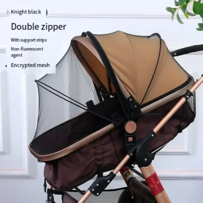 Embroidered Mosquito Net Zipper Type Fly Protection Accessories Children's Crib Foldable Mesh Carriage Full Cover Baby Trolley