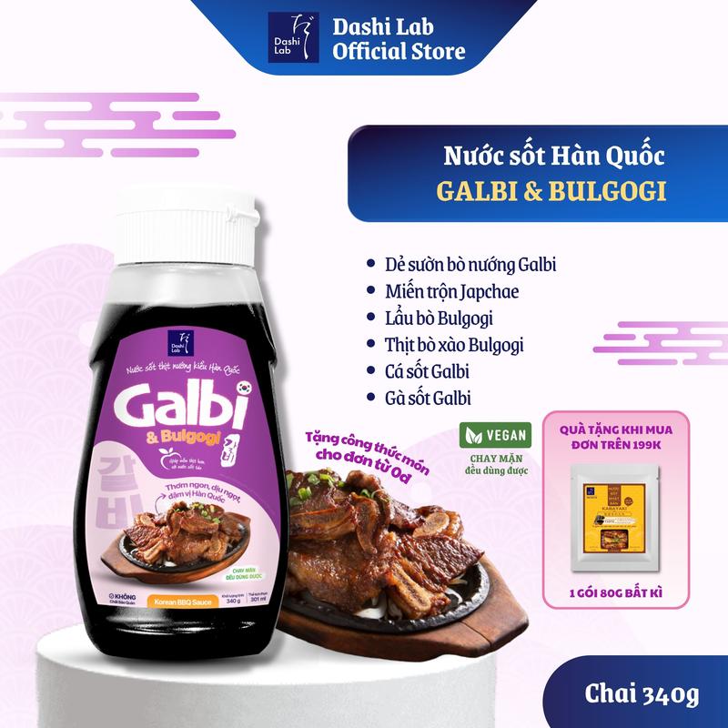 Nước Sốt Galbi&Bulgogi Hàn Quốc Dashi Lab Gia Vị Ướp Thịt Nướng, Kết hợp nước Tương lên men tự nhiên, mirin và Nước sốt táo Dùng Cho Các Món Hàn Chai 340g