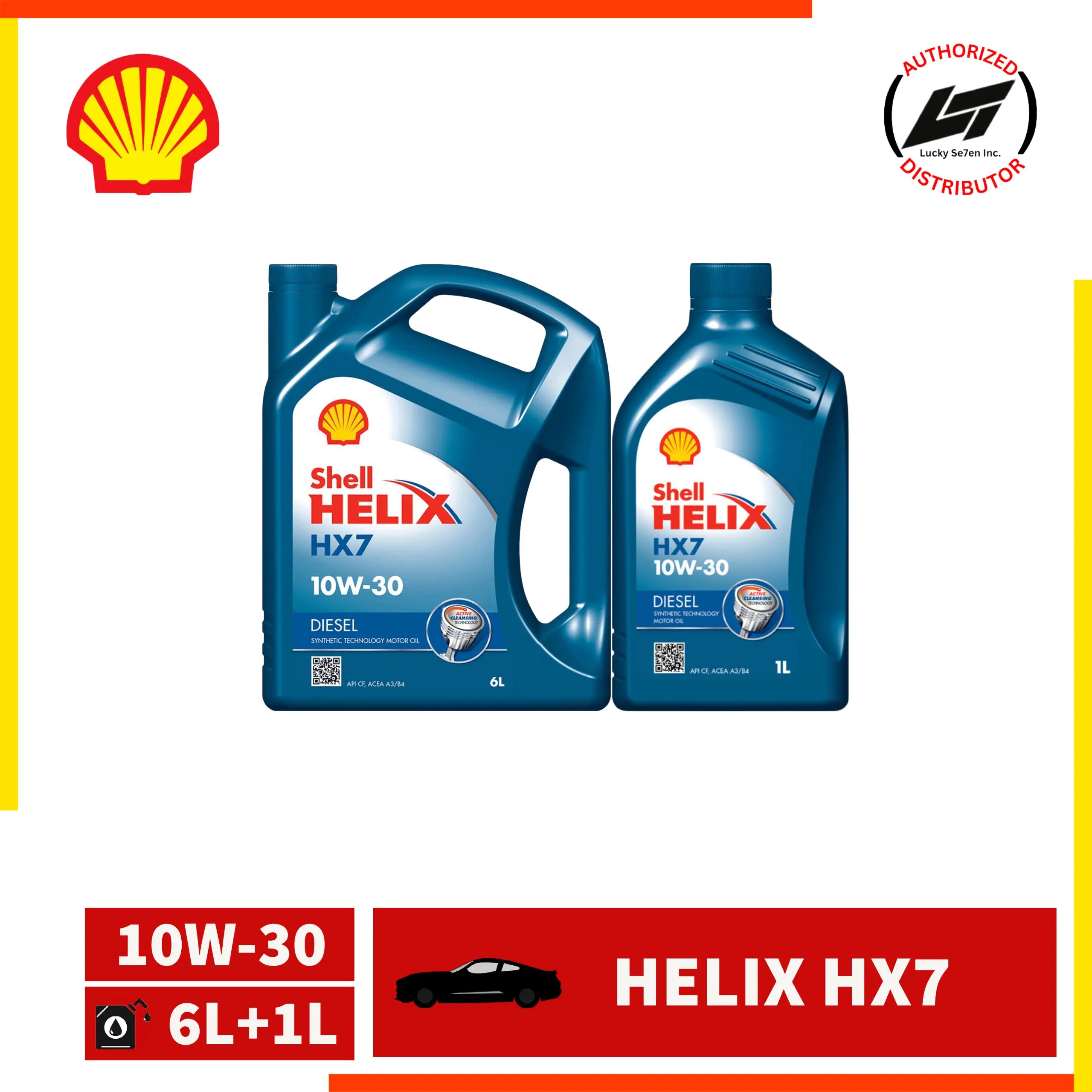 Shell Helix HX7 Diesel 10W-30 6L + 1L Synthetic Motor Oil for Efficient ...
