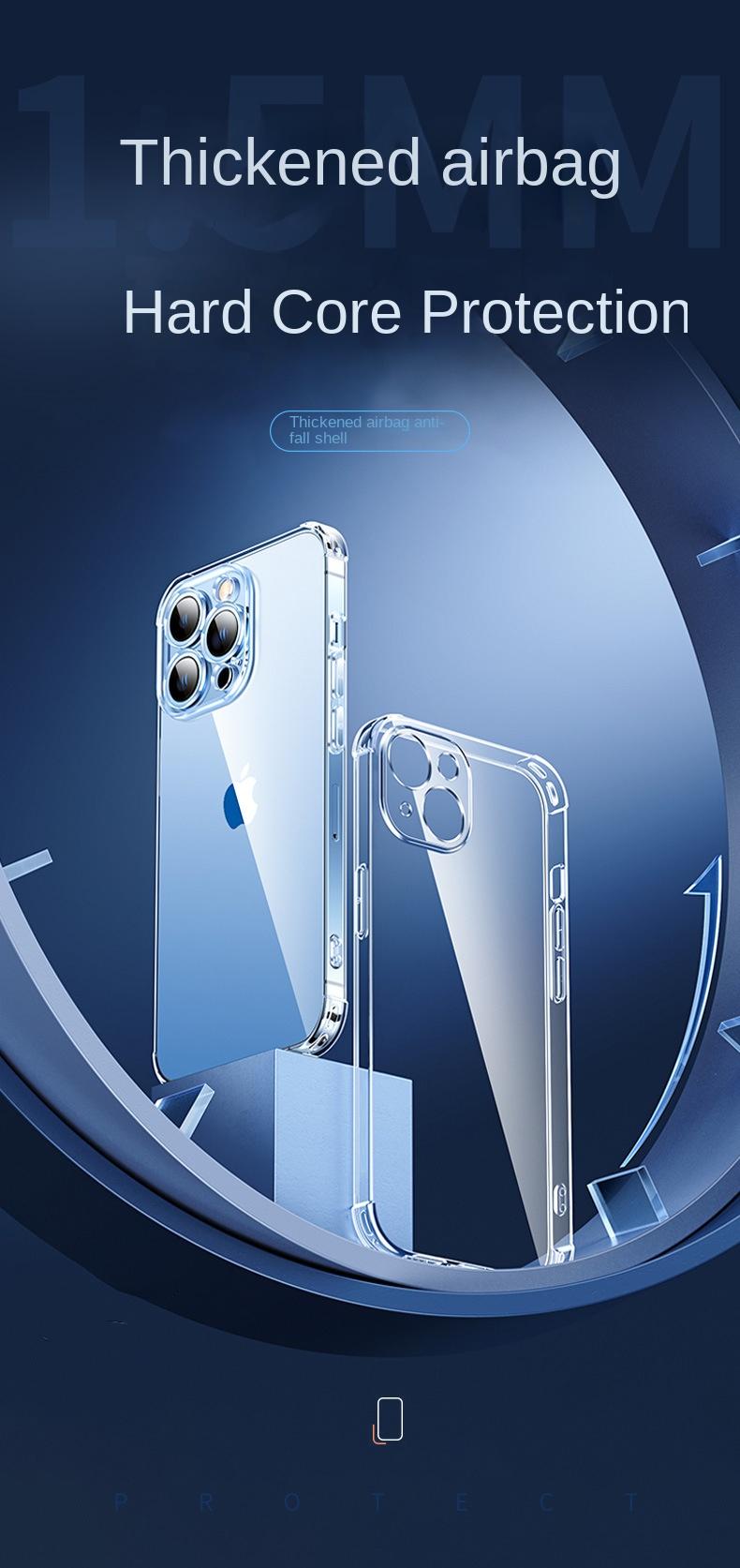 Product Introduction of Apple 16/15/14/13/12/11/X Phone Case Iphone15pro Transparent Soft Case 14pro Four-Corner Drop-Resistant Ultra-Thin 13pro12 Protective Case Drop-Resistant 9