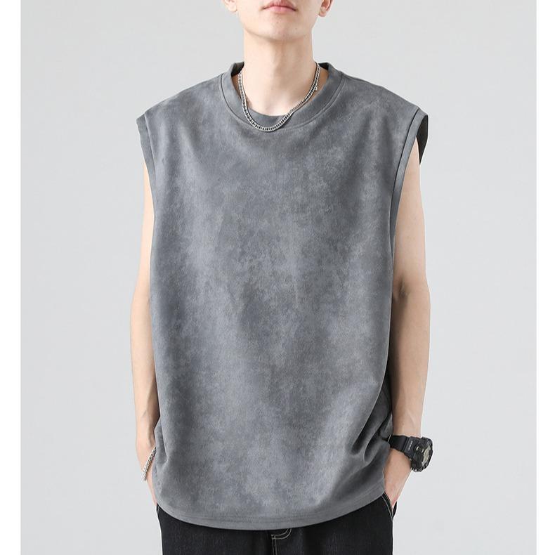 Áo ba lỗ Cổ tròn nam nữ sát nách form rộng vải thun trơn Áo tanktop Oversize…