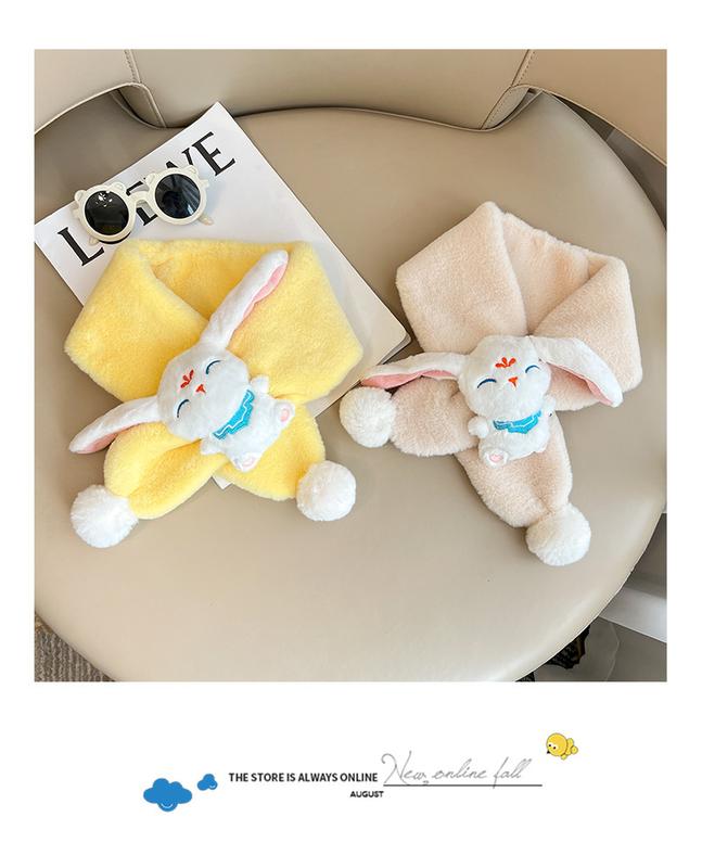 Product Introduction of Spring Chinese Style Rabbit Children's Warm Cartoon Cute Scarf Free Cross Scarf Fur Ball for Boys and Girls 12