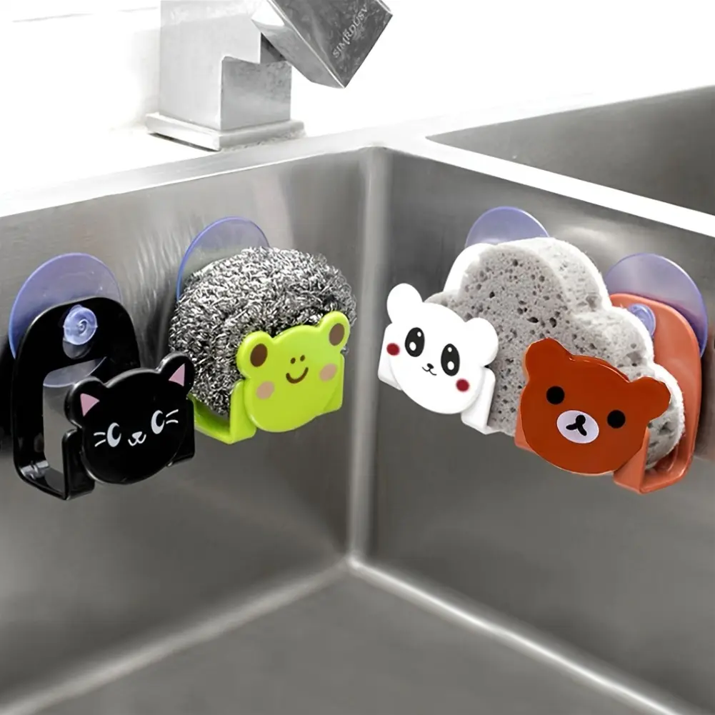 1 pack, cartoon bath, sponge rack, rag storage rack, multi-purpose sink rack, bathroom rack, hook.