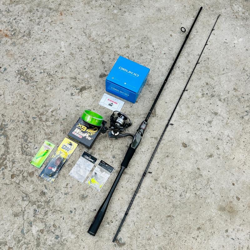 Combo- Cần câu Cá lure máy đứng carbon xoắn Hi Power cacbon xoắn bản nâng cấp đại ngáo khoen đề ba cao Máy Deukio DA 3000 II chuẩn hãng