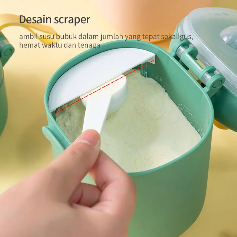 LAKOE Tempat susu bubuk bayi kotak susu milk powder container green pink 2