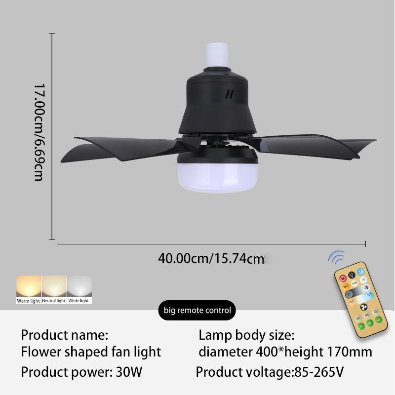 E27 Screw Lamp Holder LED Ceiling Fan Light with Remote Control, 30W 3-Color Dimmable Fan Light, Suitable for Living Room Bedroom 1