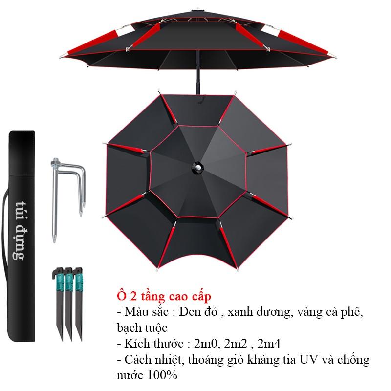 ô câu cá - ô dù che nắng che mưa cao cấp  2 Tầng - 2m0 - 2m2 - 2m4 2m6 nhiều màu sắc