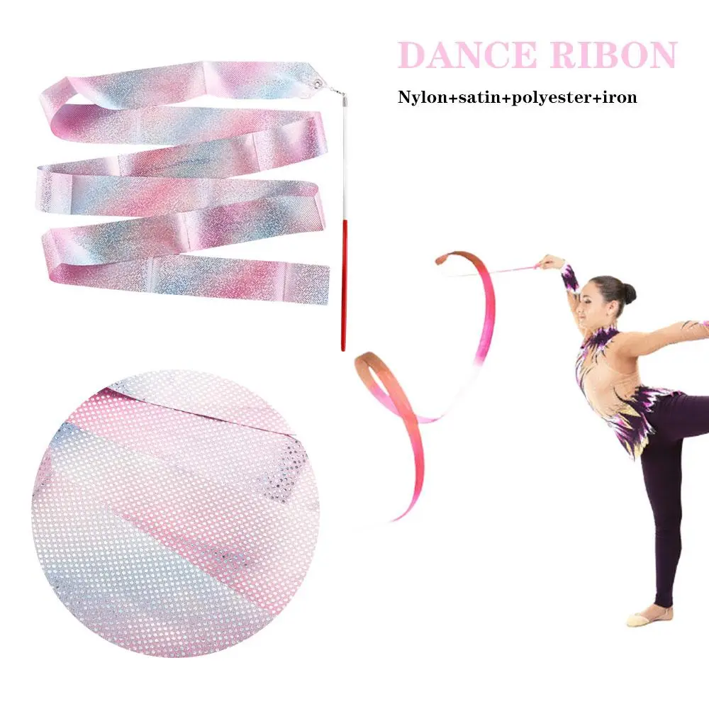 2M Kids Training Tool Rainbow Stick Kids Toys Dance Ribbon Twirling Rod Ballet Streamer Gym Ribbons