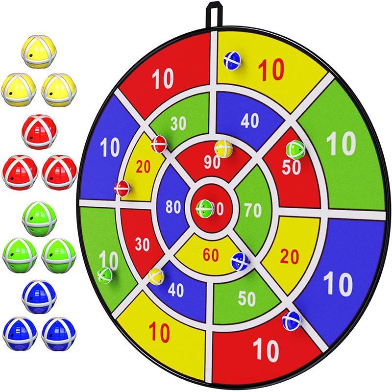 Sticky Ball Dart Board, 1 Set Foldable Dart Toys Including 1 Count Dart Board & 12pcs Balls, Portable Outdoor Indoor Fun Darts Game Toy for Beginners & Adults, Christmas Gift 1