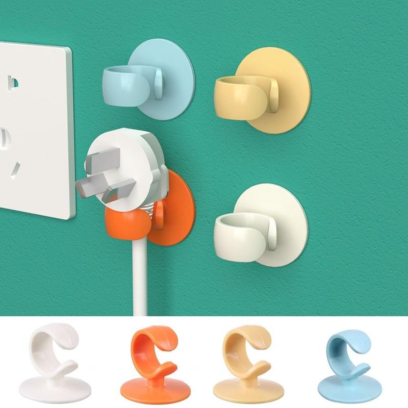 Practical Plastic Plug Hook Wall Adhesive Nail-free Plug Storage ...