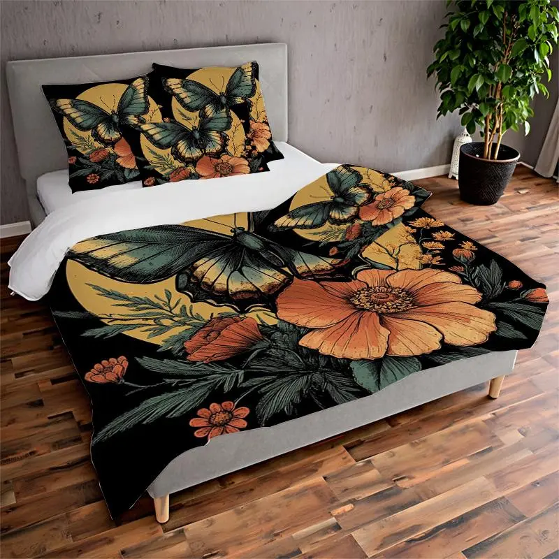 Butterfly Pattern Bedding Set, 1 Set Including 1 Duvet Cover & 2 Pillowcases, Soft Comfortable Bedding Set for Home Bedroom 3
