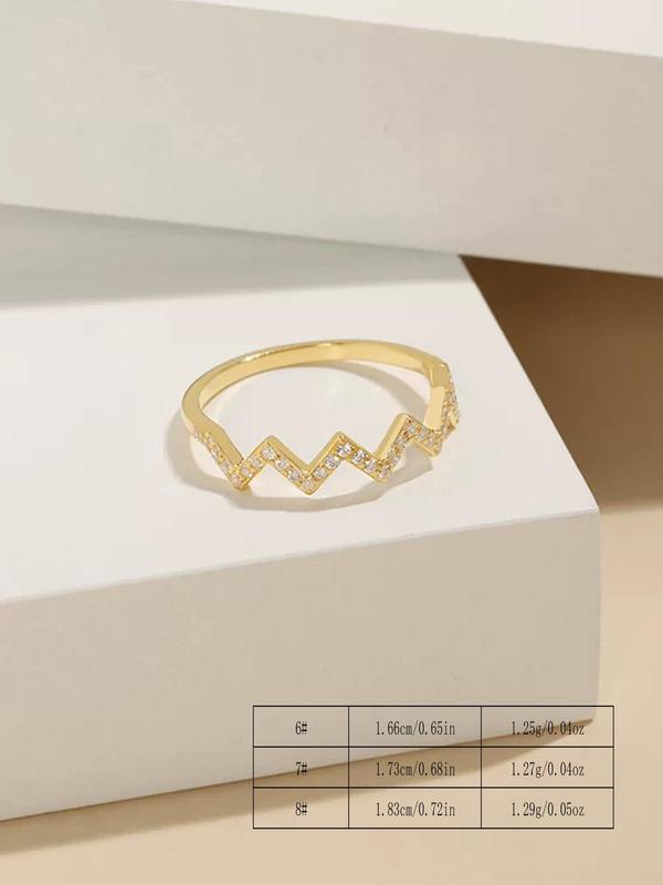 925 Sterling Silver Wave Shaped Artificial Zircon Decor Ring, Fashion Accessories for Women & Girls, Trendy All-match & Exquisite Jewelry for Birthday Gift 1